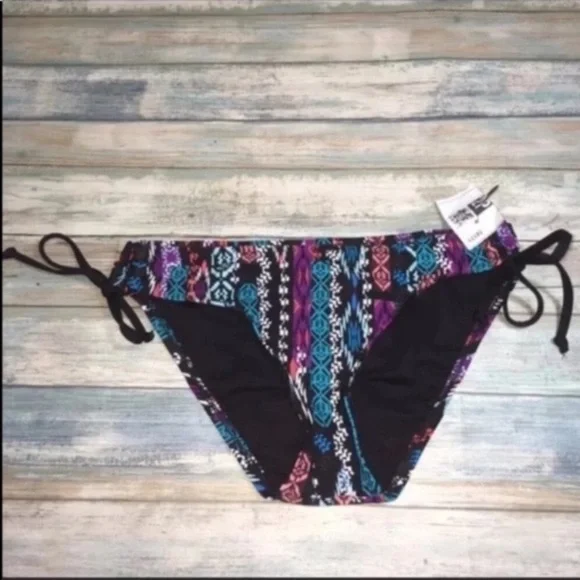 Mossimo Boho Print Bikini Bottoms Small Side Tie Swim - Picture 2 of 3